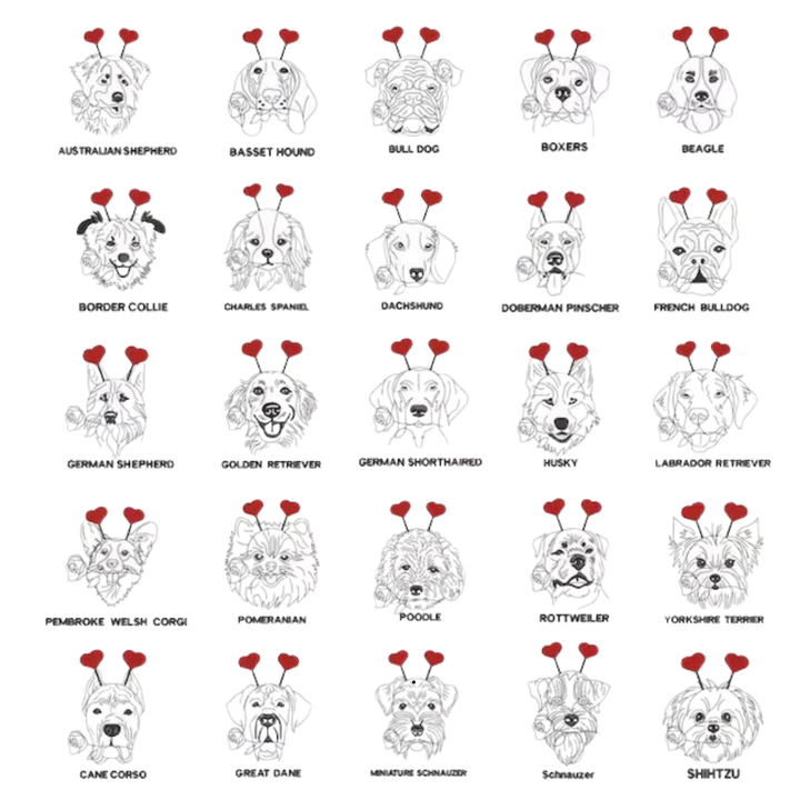 Valentine pups embroidered