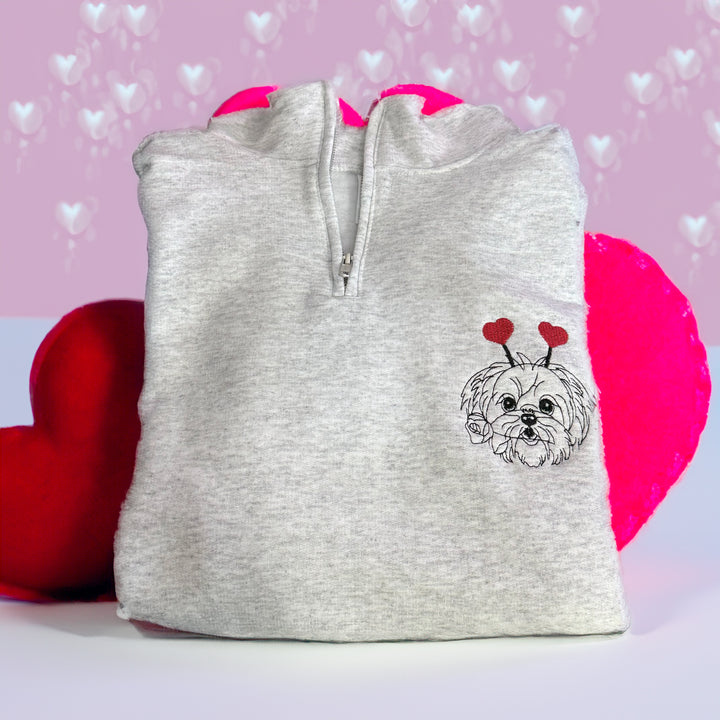 Valentine pups embroidered
