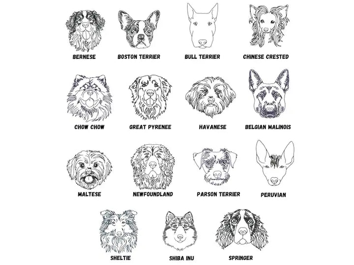 Simple hand drawn style Embroidered pocket pet line art