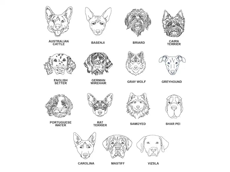 Simple hand drawn style Embroidered pocket pet line art